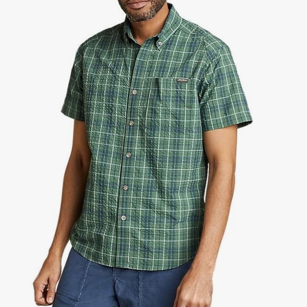 Eddie Bauer Men's Pack‎ It Seersucker Short-Sleeve Shirt